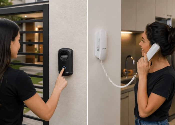 Porteiro eletrônico residencial instalado pela Força e Luz Segurança Eletrônica com comunicação entre área externa e interna em Natal RN.